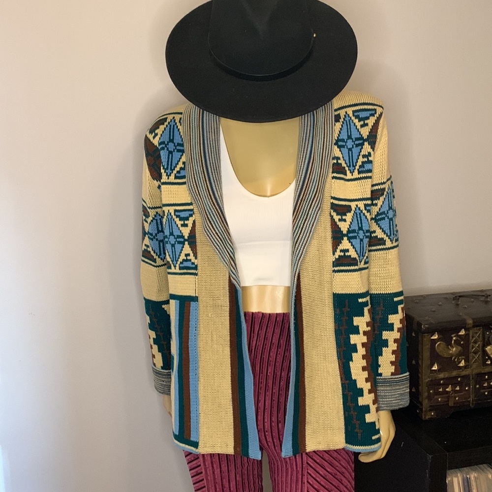 Vintage 70s Aztec Native American Sweater Jacket = OG Shacket